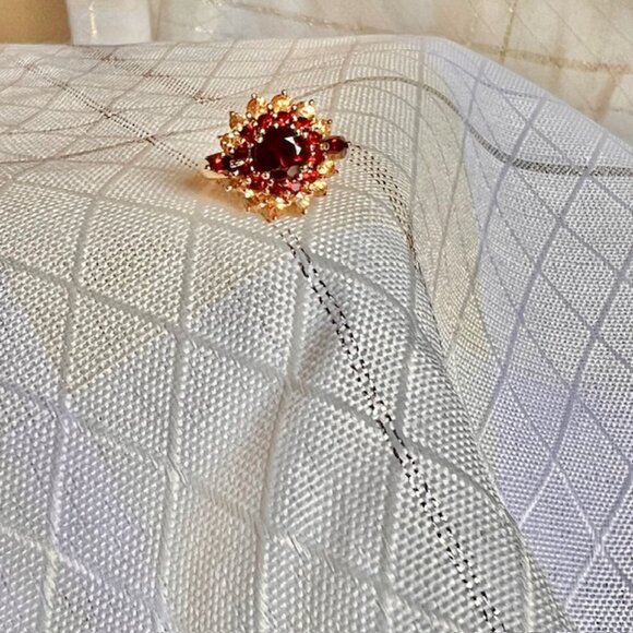 Vintage Garnet and Citrine Stone 10K Gold Ring Birthstone Healing Rings,Size 5 - Picture 5 of 11